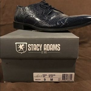 Stacy Adams Mens Shoes Garzon Blue Ostrich Leather